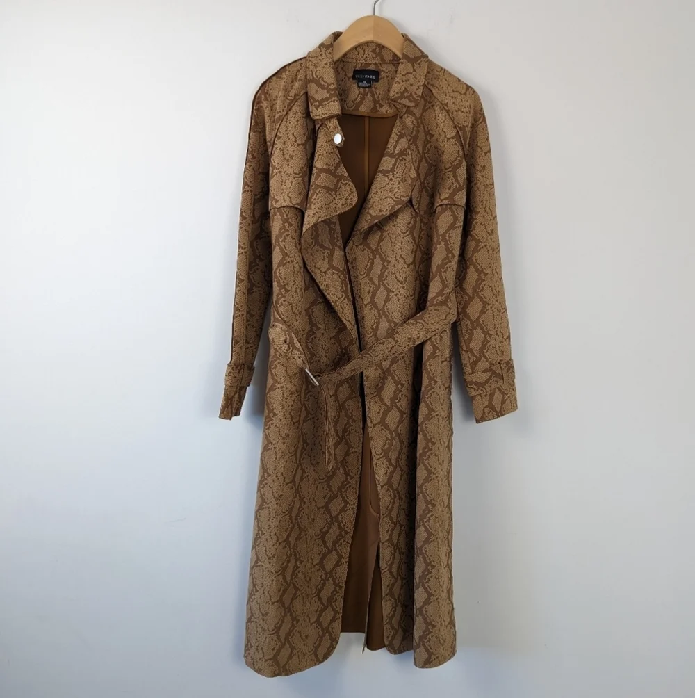 LUCY PARIS Chloe Exotic Snake Print Trench Coat - Extra Small - Chic and Edgy - Picture 3 of 13